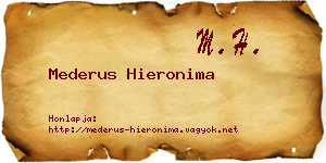 Mederus Hieronima névjegykártya